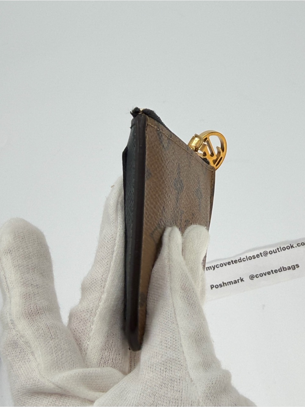 Louis Vuitton Romy Reverse Monogram Cardholder W/Box Dust Bag & Entrupy🤎💛 - Picture 8 of 12